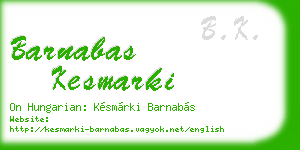 barnabas kesmarki business card