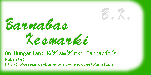 barnabas kesmarki business card